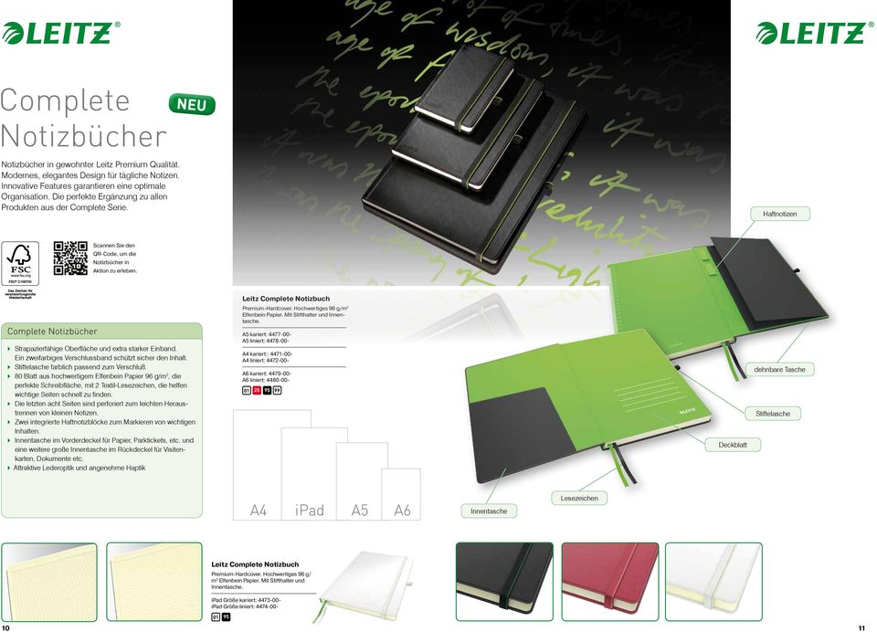 Leitz Complete Notizbuch Complete Notizbücher Strapazierfähige Oberfläche und extra starker Einband. Ein zweifarbiges Verschlussband schützt sicher den Inhalt.