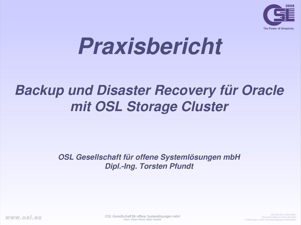 Oracle mit OSL Storage