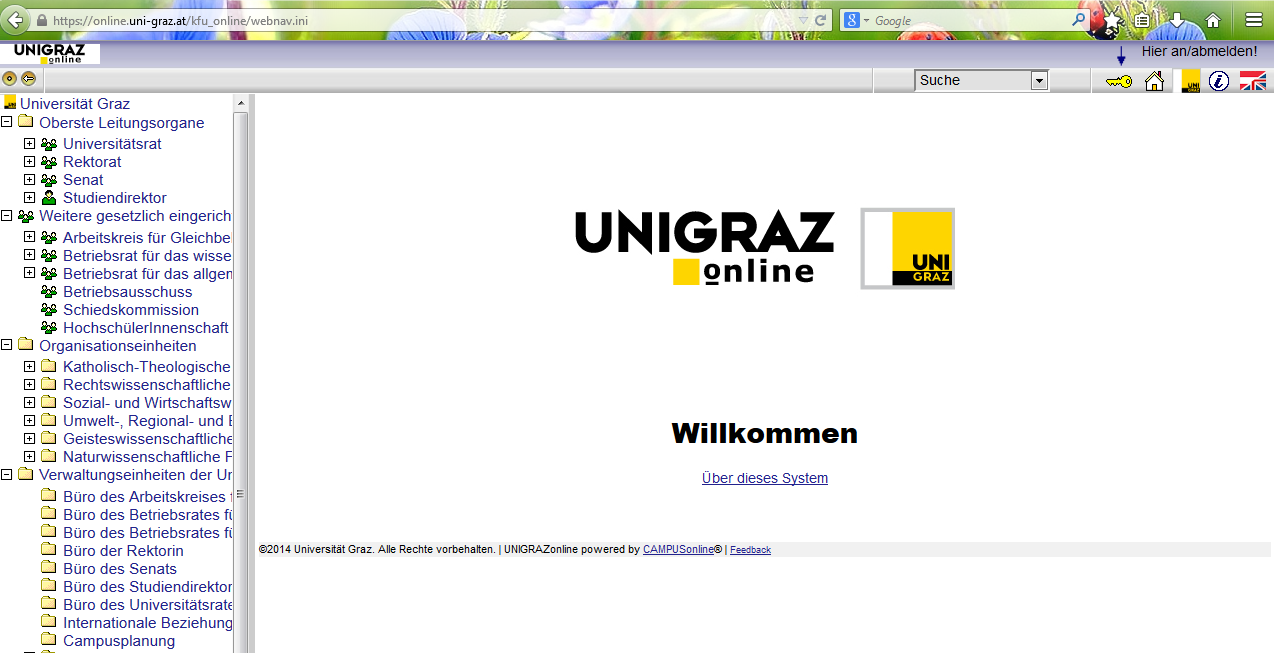UNIGRAZonline With UNIGRAZonline you can organize your studies at Graz University. Please go to the following link: https://online.uni-graz.