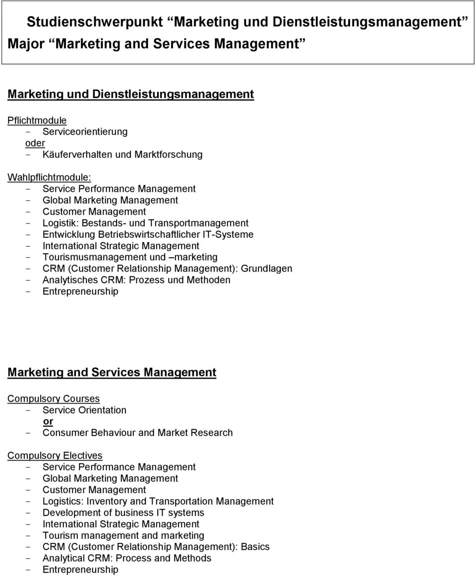 Betriebswirtschaftlicher IT-Systeme - International Strategic Management - Tourismusmanagement und marketing - CRM (Customer Relationship Management): Grundlagen - Analytisches CRM: Prozess und