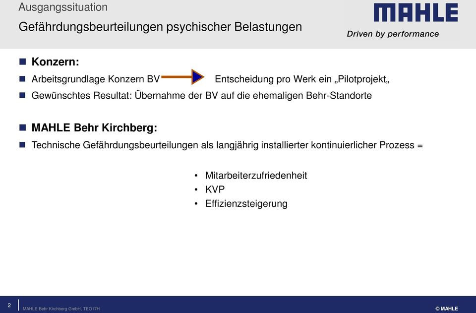 Behr-Standorte MAHLE Behr Kirchberg: Technische Gefährdungsbeurteilungen als langjährig installierter