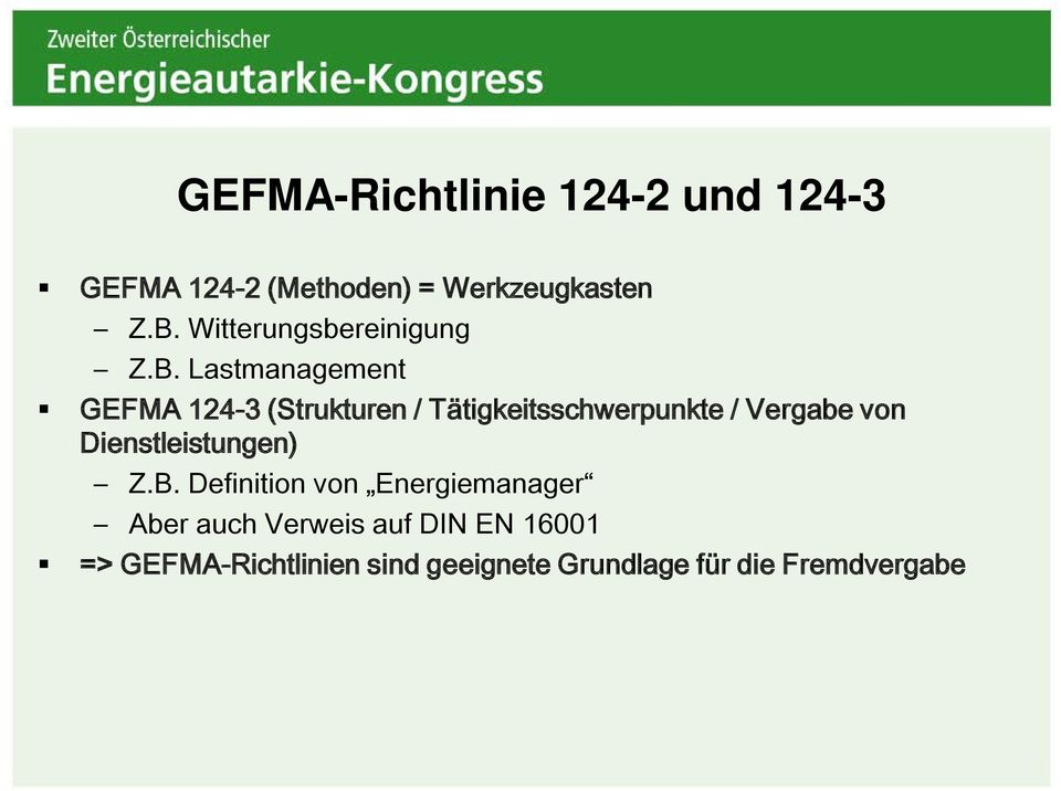 Lastmanagement GEFMA 124-3 (Strukturen / Tätigkeitsschwerpunkte / Vergabe von