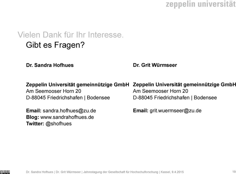 Friedrichshafen Bodensee Email: sandra.hofhues@zu.de Blog: www.sandrahofhues.