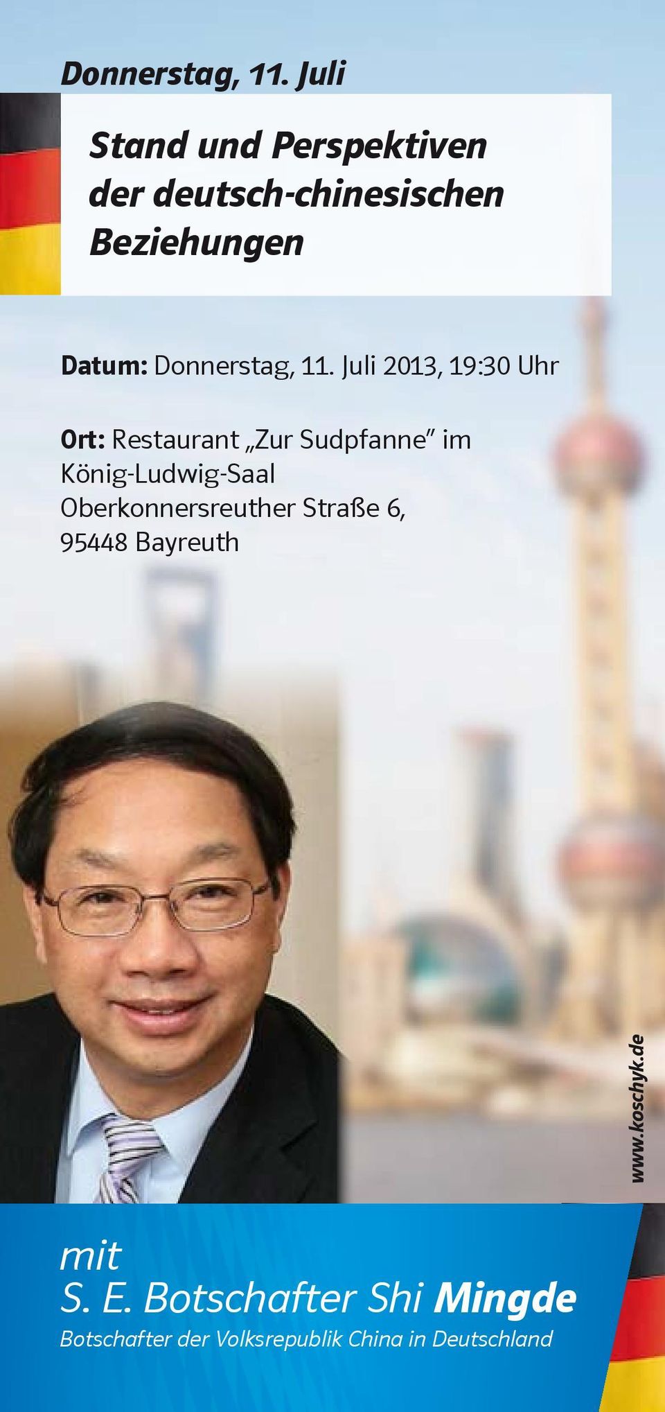 2013, 19:30 Uhr Ort: Restaurant Zur Sudpfanne im König-Ludwig-Saal