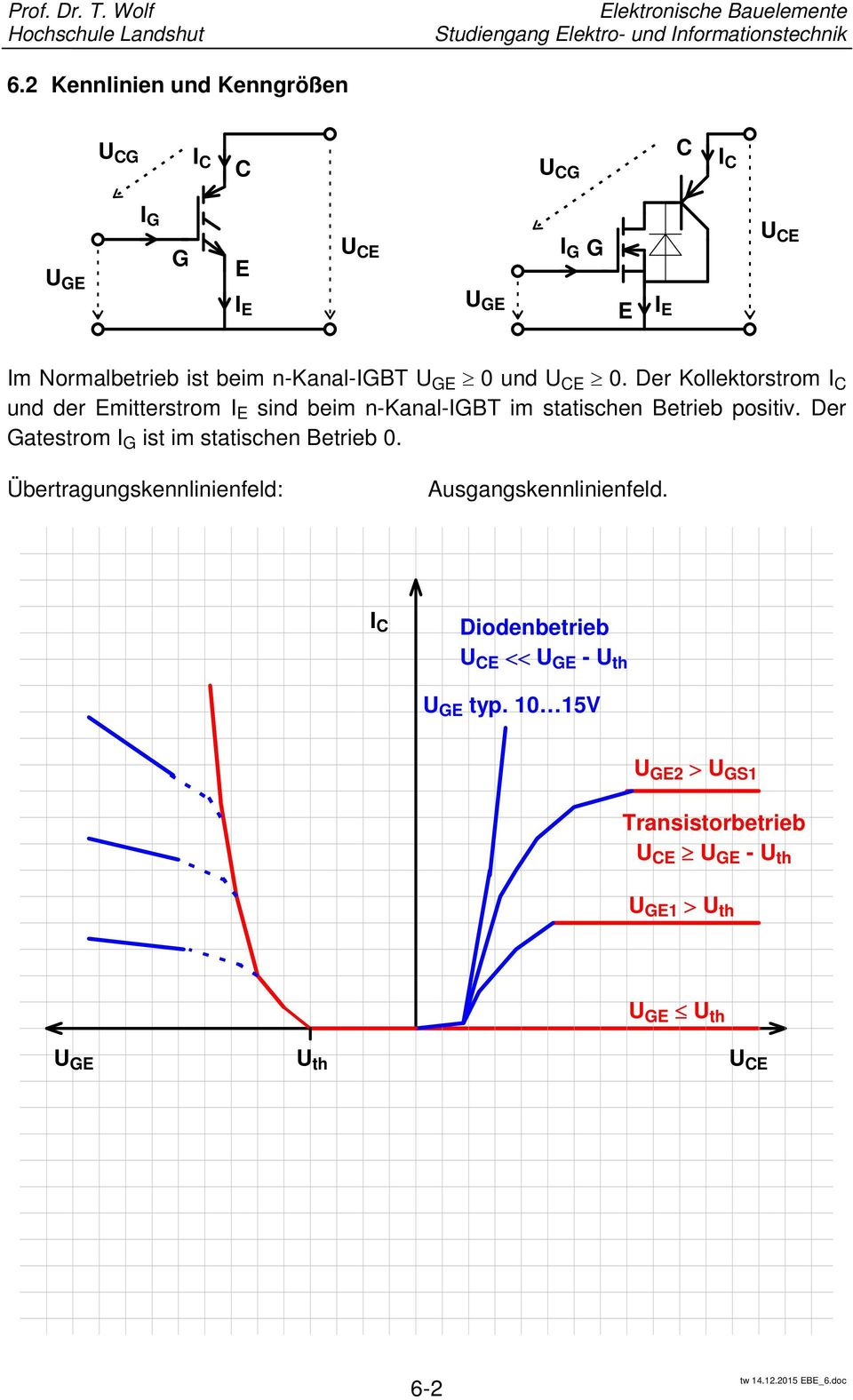 Der Kollektorstrom I und der Emitterstrom I E sind beim n-kanal-igbt im statischen Betrieb positiv.
