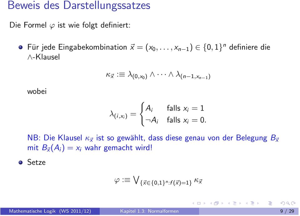 i falls x i =0.