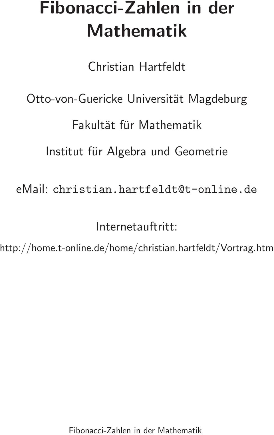 Geometrie email: christian.hartfeldt@t-online.
