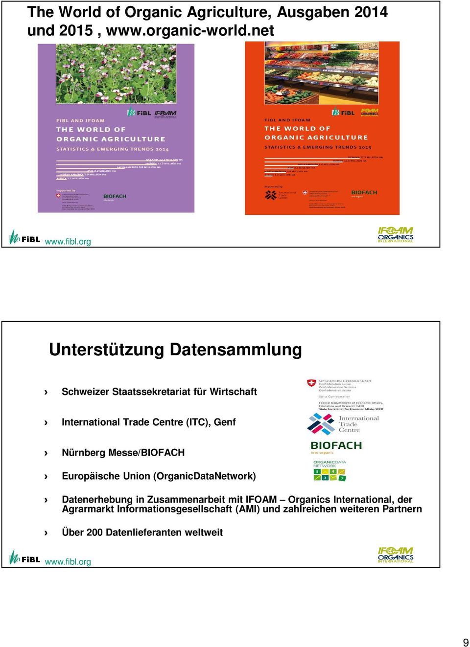 Genf Nürnberg Messe/BIOFACH Europäische Union (OrganicDataNetwork) Datenerhebung in Zusammenarbeit mit IFOAM