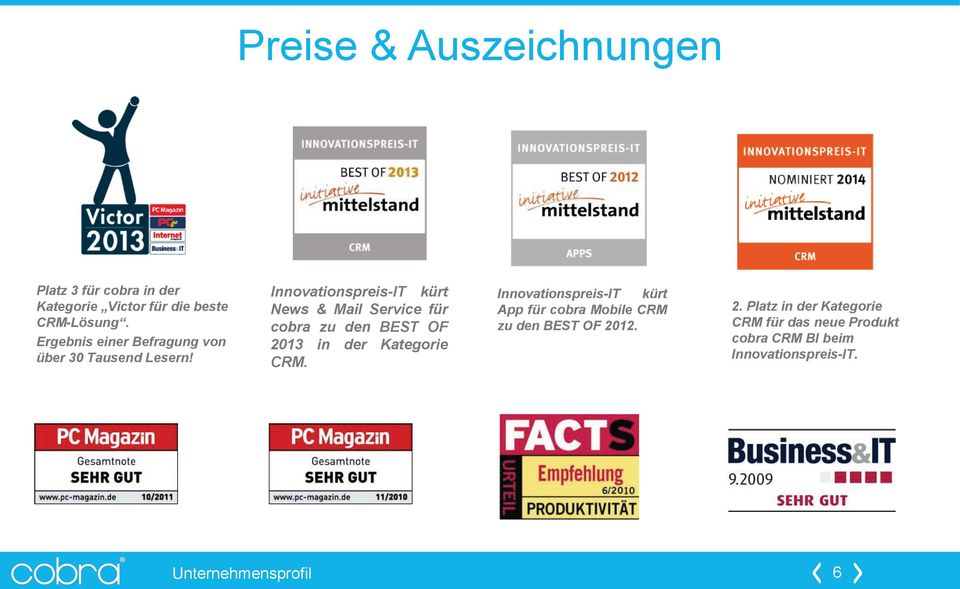 Innvatinspreis-IT kürt News & Mail Service für cbra zu den BEST OF 2013 in der Kategrie CRM.