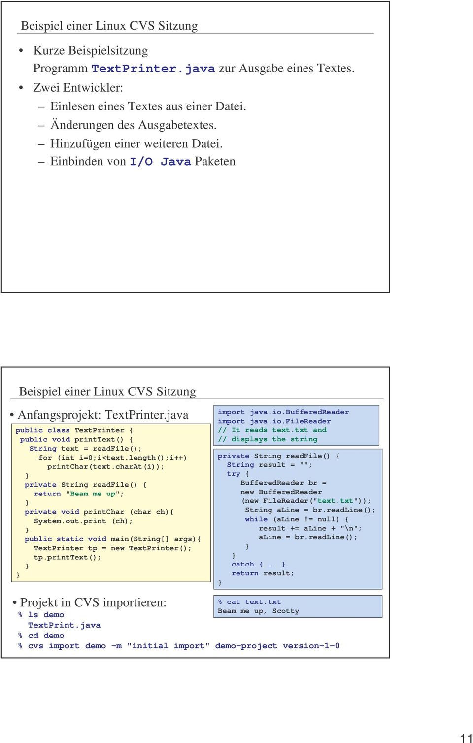 java public class TextPrinter { public void printtext() { String text = readfile(); for (int i=0;i<text.length();i++) printchar(text.