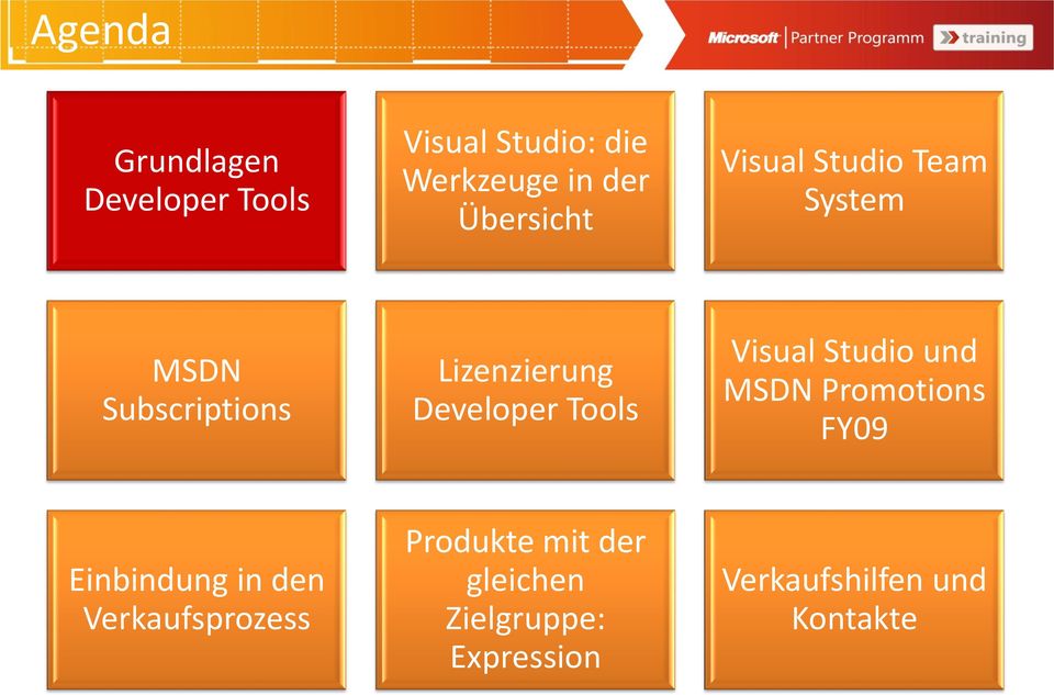 Developer Tools Visual Studio und MSDN Promotions FY09 Einbindung in den