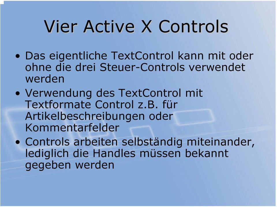 Textformate Control z.b.