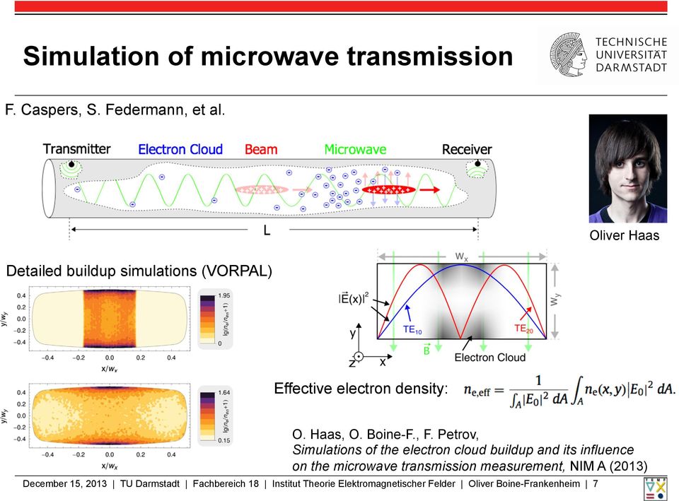 Petrov, Simulations of the electron cloud buildup and its influence on the microwave transmission