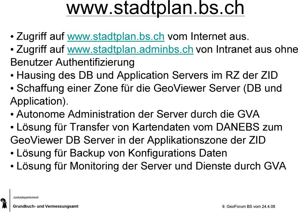 die GeoViewer Server (DB und Application).