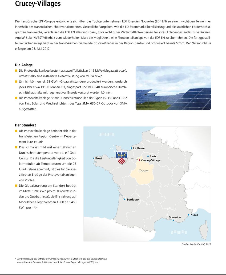 ihres Anlagenbestandes zu veräußern. Aquila Solar INVEST VII erhält zum wiederholten Male die Möglichkeit, eine Photovoltaikanlage von der EDF EN zu übernehmen.