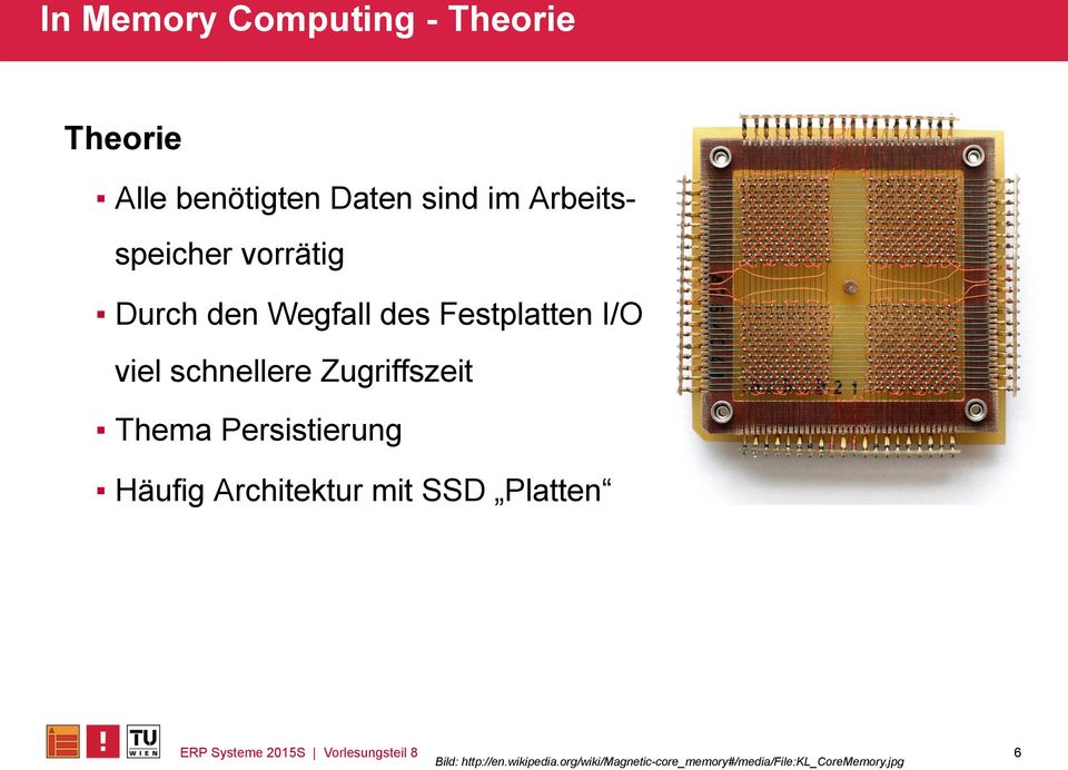 Persistierung Häufig Architektur mit SSD Platten ERP Systeme 2015S Vorlesungsteil 8