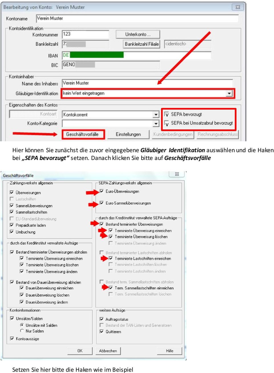 SEPA bevorzugt setzen.