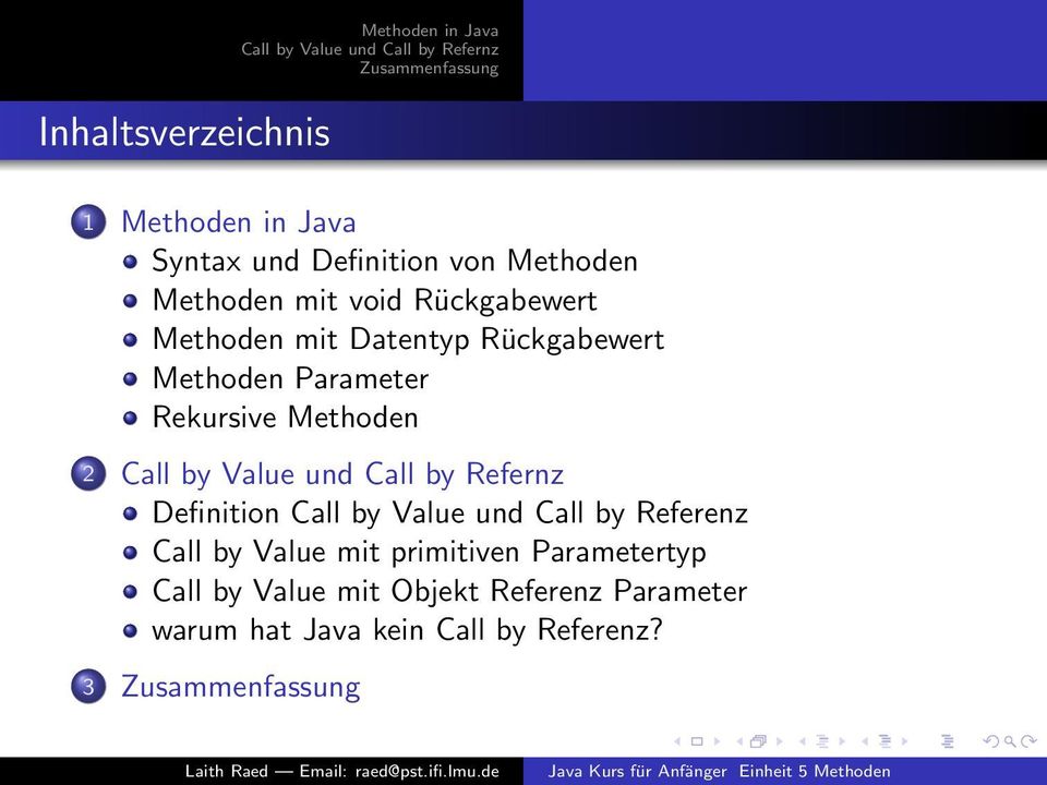 Parameter 2 Definition Call by Value und Call by Referenz Call by Value mit primitiven