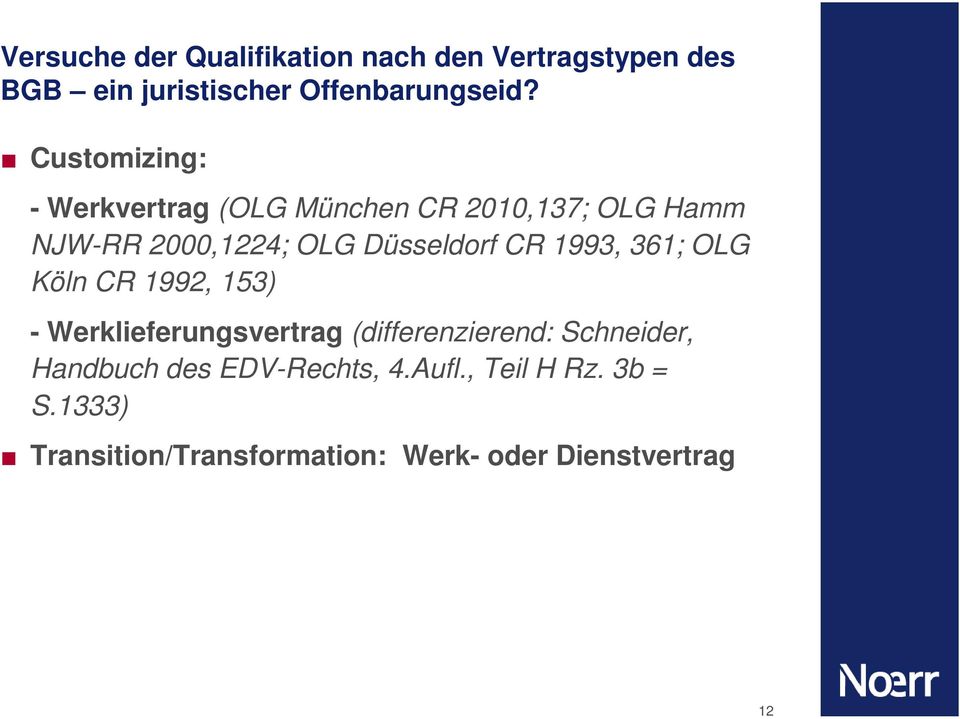 1993, 361; OLG Köln CR 1992, 153) - Werklieferungsvertrag (differenzierend: Schneider, Handbuch
