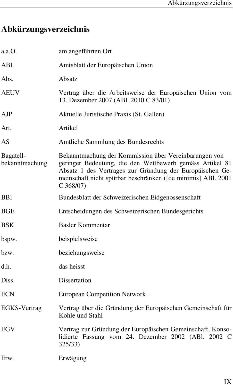 Gallen) Artikel Amtliche Sammlung des Bundesrechts Bagatell- Bekanntmachung der Kommission über Vereinbarungen von bekanntmachung geringer Bedeutung, die den Wettbewerb gemäss Artikel 81 Absatz 1 des