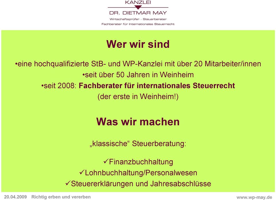 internationales Steuerrecht (der erste in Weinheim!
