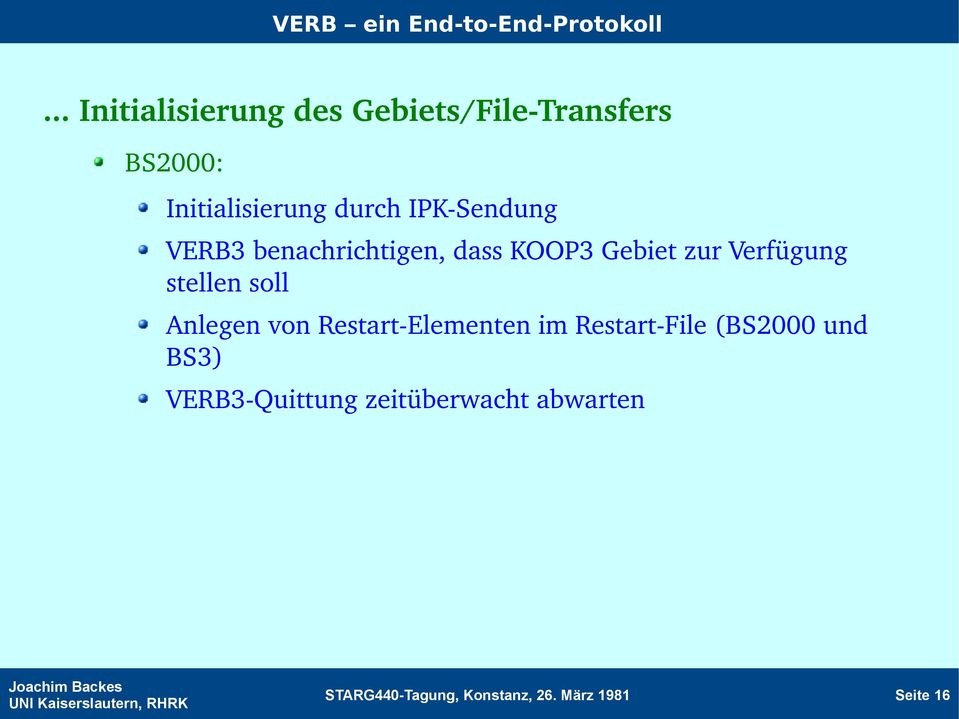 soll Anlegen von Restart Elementen im Restart File (BS2000 und BS3) VERB3