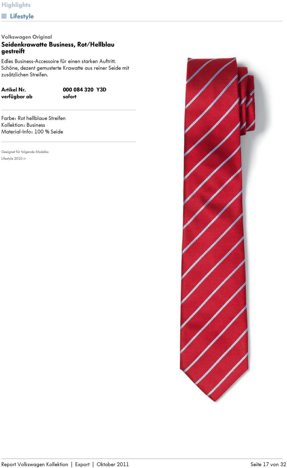 Schöne, dezent gemusterte Krawatte aus reiner Seide mit zusätzlichen