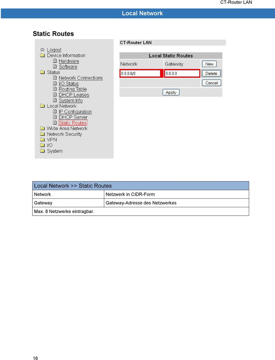 Netzwerk in CIDR-Form Gateway