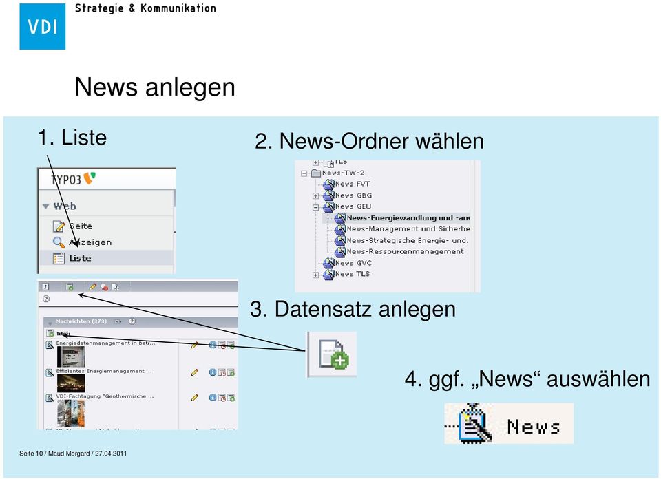 Datensatz anlegen 4. ggf.