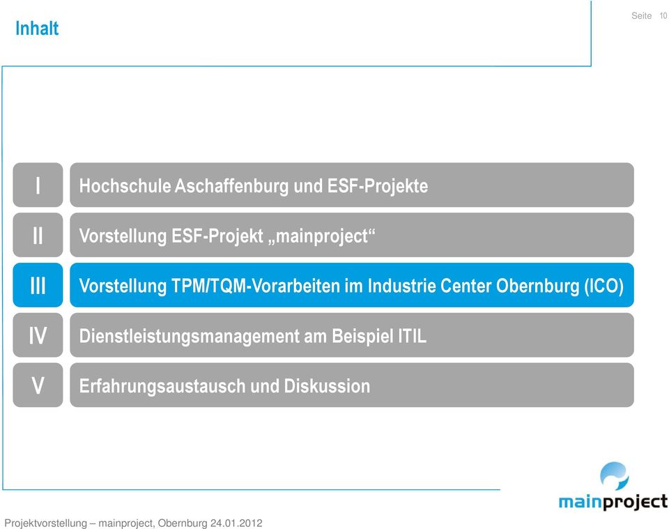 TPM/TQM-Vorarbeiten im Industrie Center Obernburg (ICO)