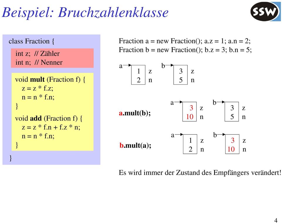 n; Fraction a = new Fraction(); a.z = 1; a.n = 2; Fraction b = new Fraction(); b.z = 3; b.