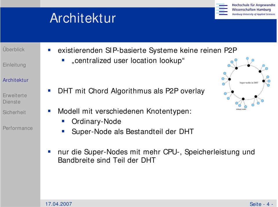 verschiedenen Knotentypen: Ordinary-Node Super-Node als Bestandteil der DHT