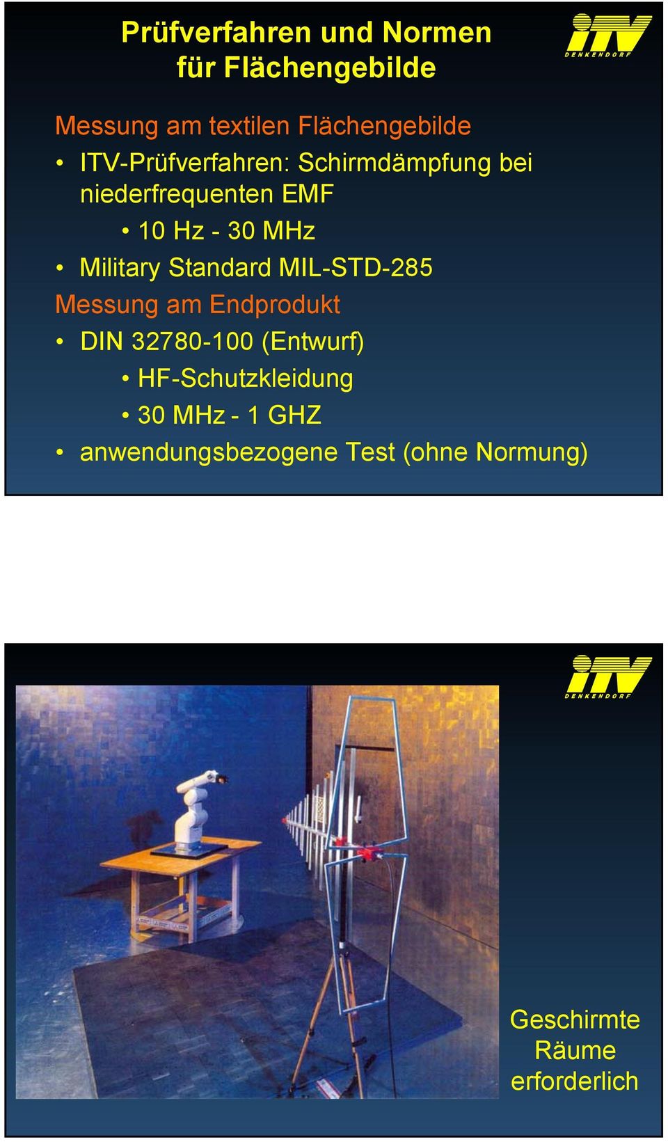 Standard MIL-STD-285 Messung am Endprodukt DIN 32780-100 (Entwurf)