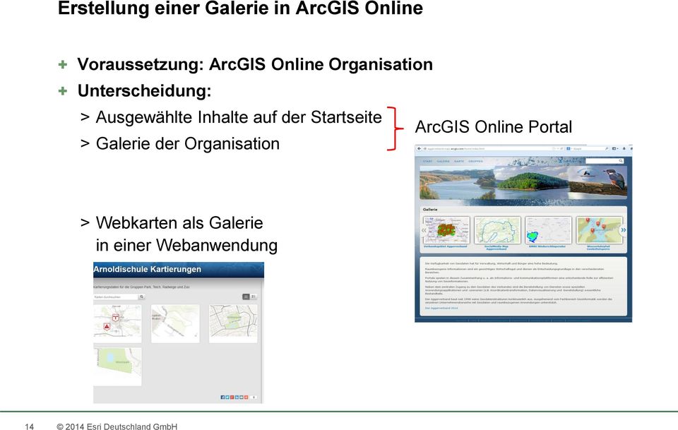 der Startseite ArcGIS Online Portal > Galerie der Organisation >