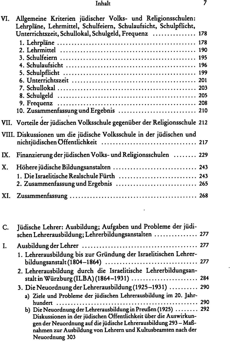 Zusammenfassung und Ergebnis 210 VII. Vorteile der jüdischen Volksschule gegenüber der Religionsschule 212 VIII.