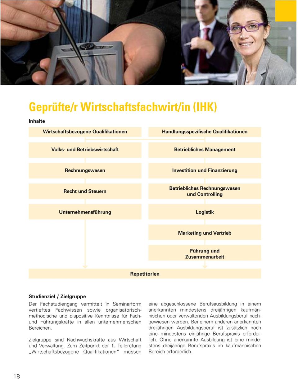 Zielgruppe Der Fachstudiengang vermittelt in Seminarform vertieftes Fachwissen sowie organisatorischmethodische und dispositive Kenntnisse für Fachund Führungskräfte in allen unternehmerischen