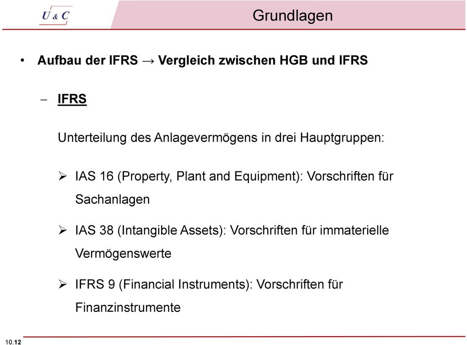 Vorschriften für Sachanlagen IAS 38 (Intangible Assets): Vorschriften für