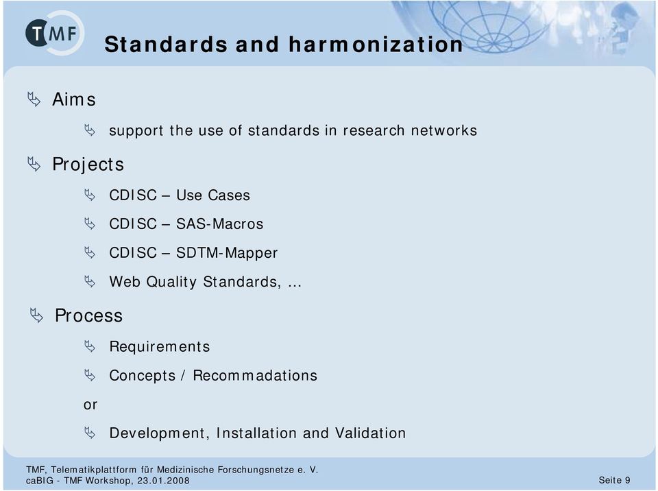 Quality Standards, Process Requirements Concepts / Recommadations or