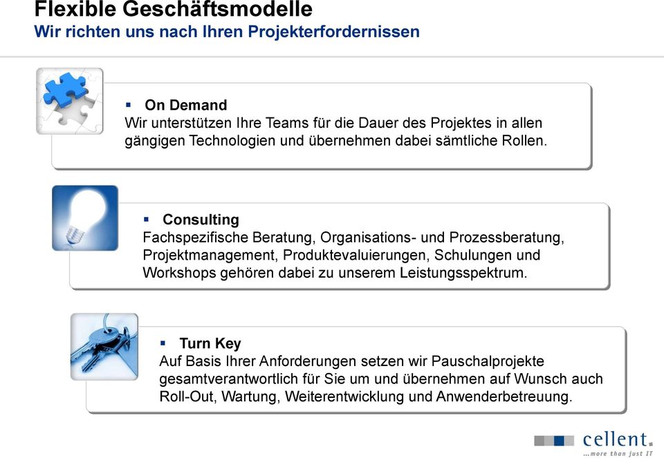 Consulting Fachspezifische Beratung, Organisations- und Prozessberatung, Projektmanagement, Produktevaluierungen, Schulungen und Workshops