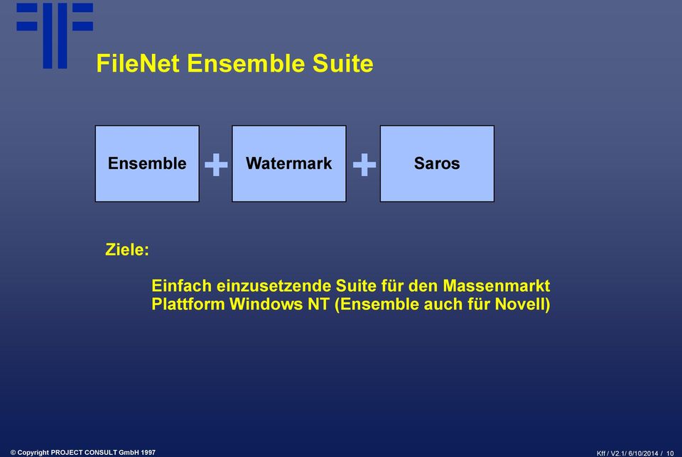 Plattform Windows NT (Ensemble auch für Novell)