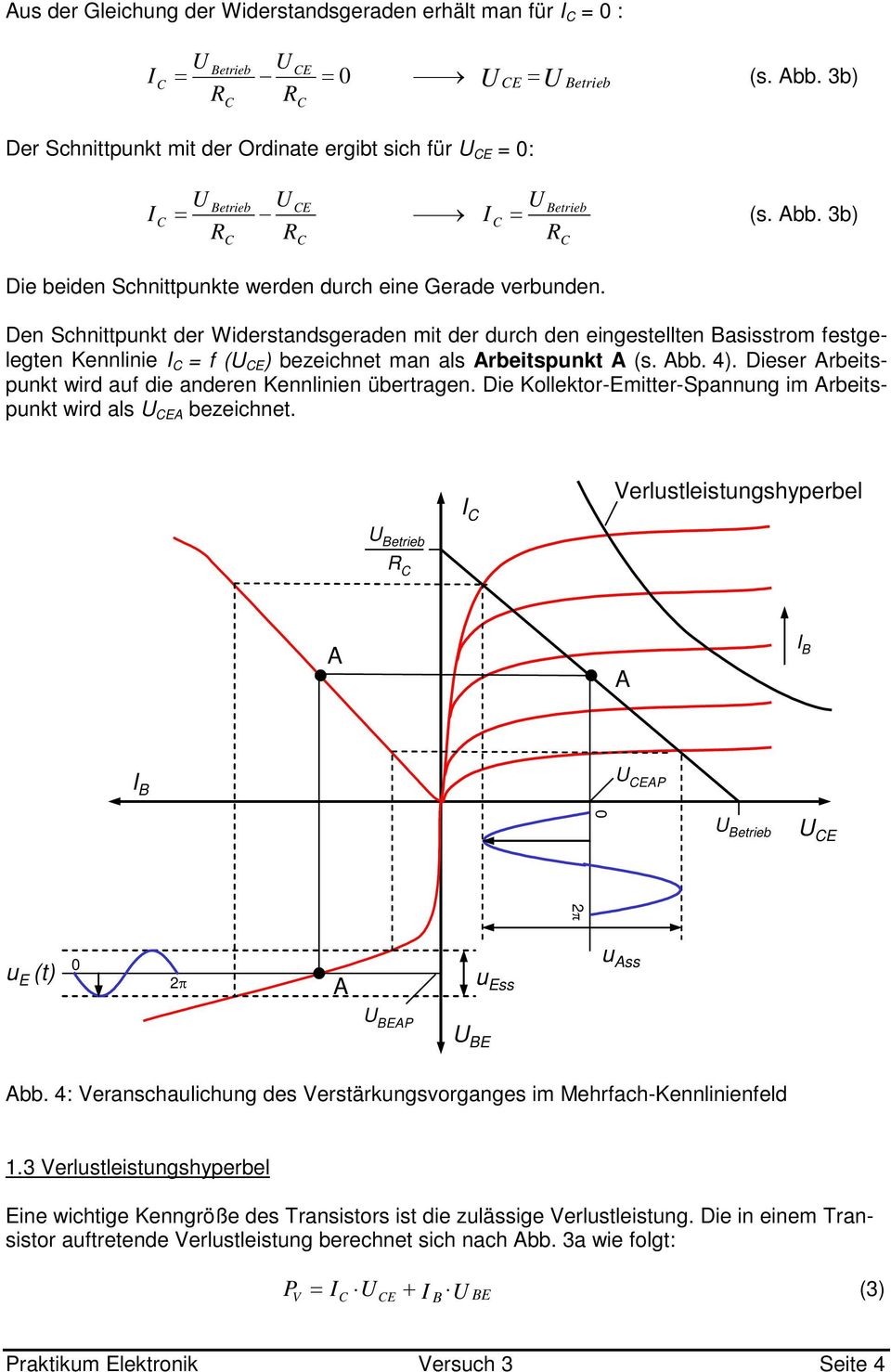 Den Schnittpunkt der Widerstandsgeraden mit der durch den eingestellten Basisstrom festgelegten Kennlinie I = f (U E ) bezeichnet man als Arbeitspunkt A (s. Abb. 4).