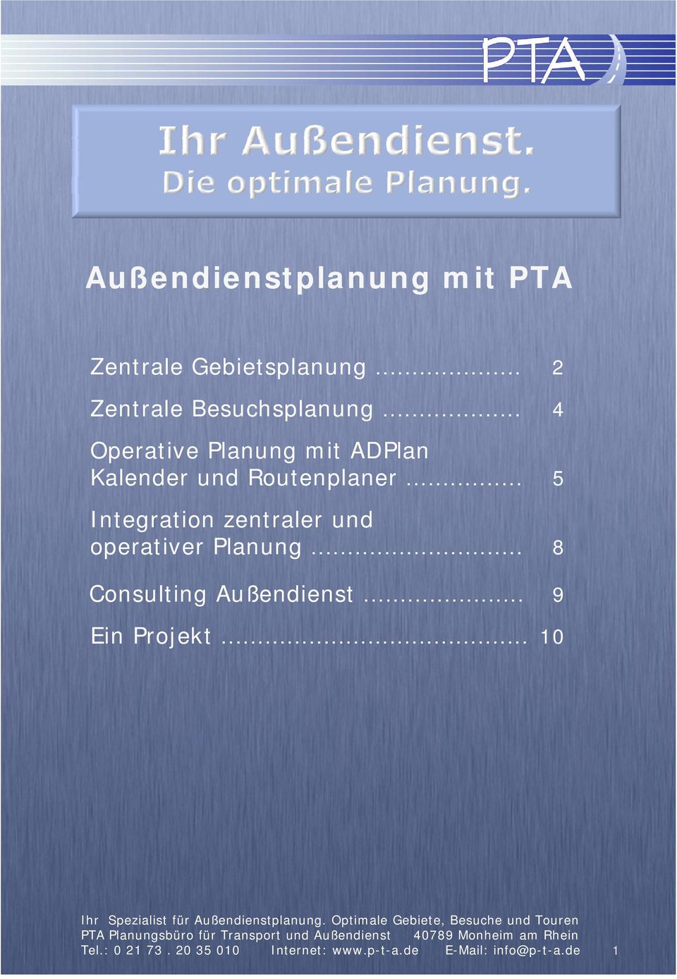 .. 4 Operative Planung mit ADPlan Kalender und Routenplaner p.