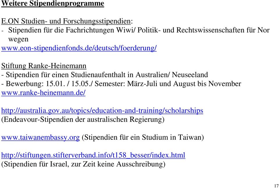 / Semester: März-Juli und August bis November www.ranke-heinemann.de/ http://australia.gov.