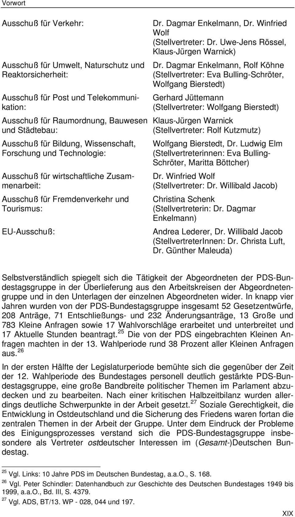 Winfried Wolf (Stellvertreter: Dr. Uwe-Jens Rössel, Klaus-Jürgen Warnick) Dr.