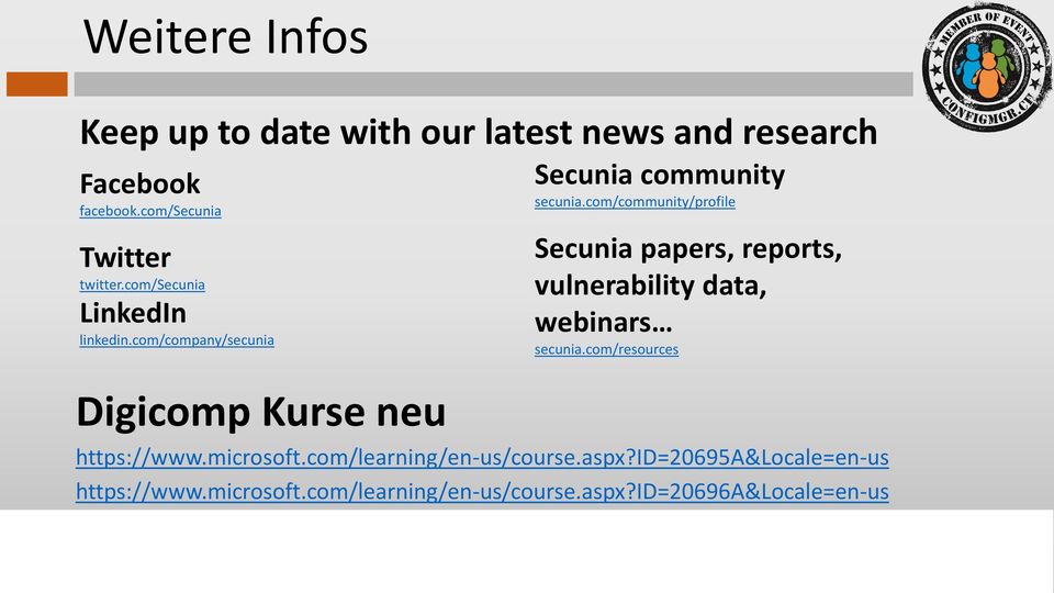 com/community/profile Secunia papers, reports, vulnerability data, webinars secunia.