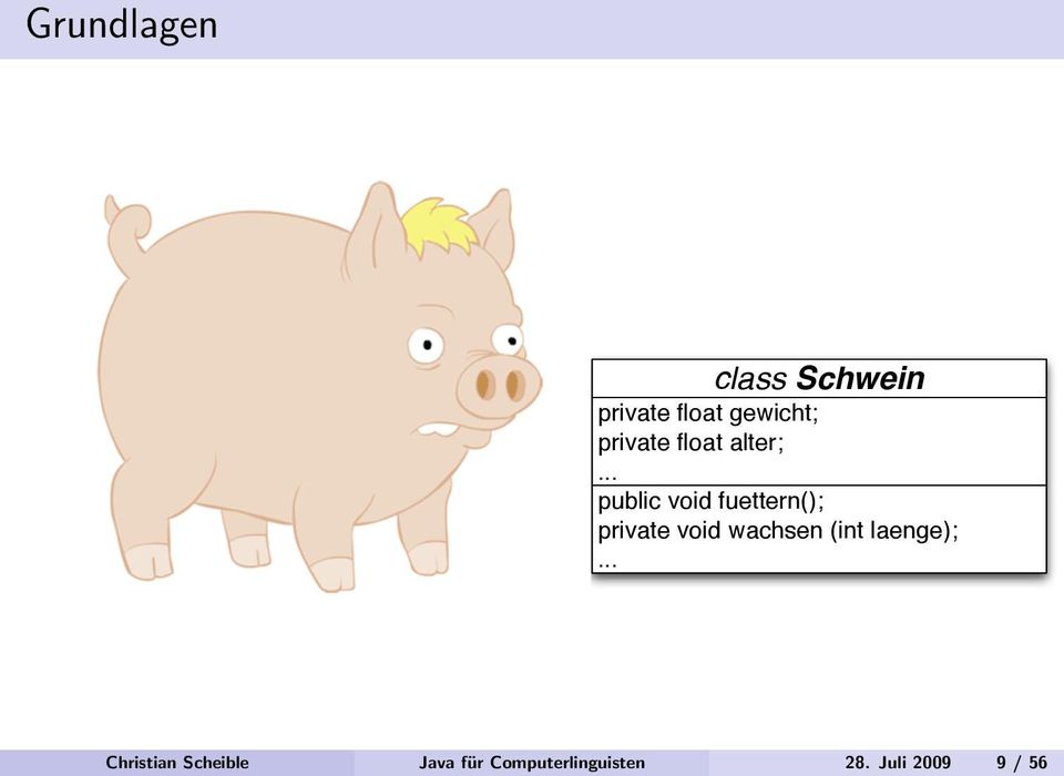 .. public void fuettern(); private void wachsen