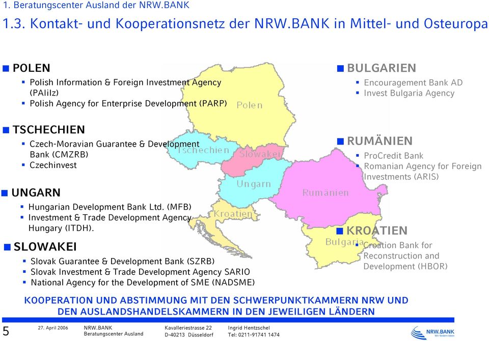 Guarantee & Development Bank (CMZRB) Czechinvest UNGARN Hungarian Development Bank Ltd. (MFB) Investment & Trade Development Agency Hungary (ITDH).