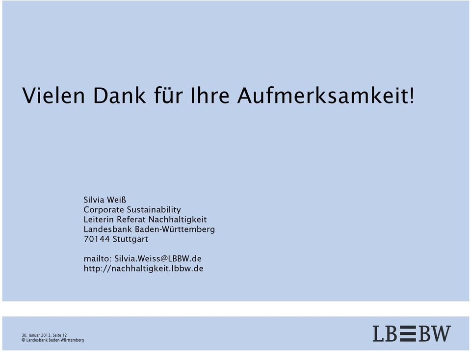 Nachhaltigkeit Landesbank Baden-Württemberg 70144