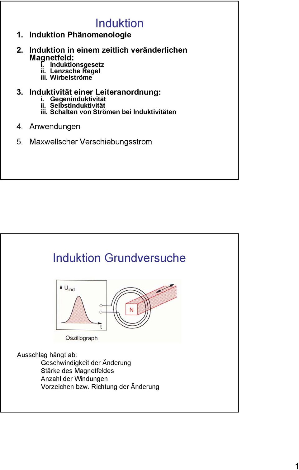 Schalten von Strömen bei Induktivitäten 4. nwendungen 5.