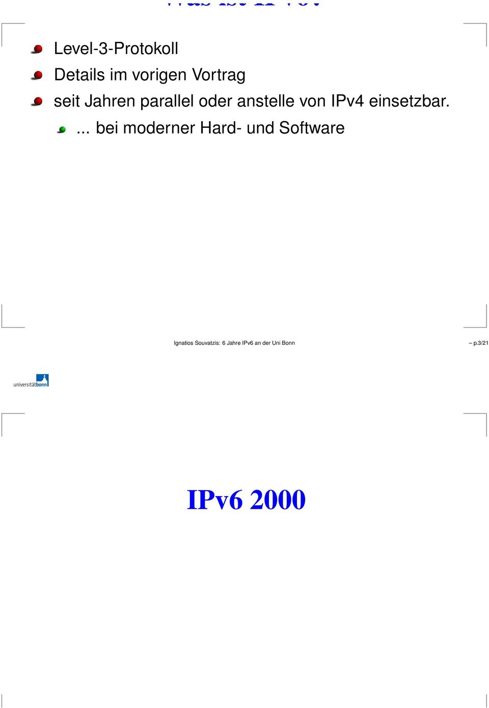 Vortrag seit Jahren parallel oder